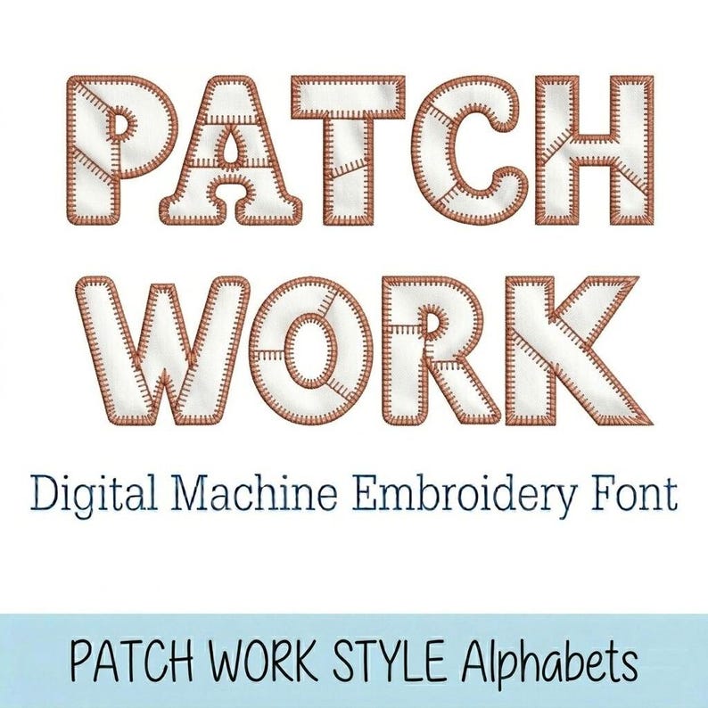 Patchwork Style Embroidery Font, Patchwork Applique Alphabet Font ...