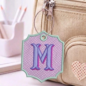 Ornate Frame Tag Applique Embroidery Design, Blank Gift Tag, Monogram Name Tag, Backpack Tag Machine Embroidery, Instant Download - 12 Sizes