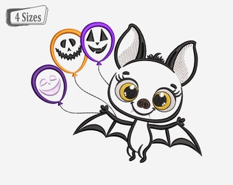 Broderimönster för Halloween-fladdermus, Halloween-ugglaöga, häxa, fladdermusballong online broderidesign, kusliga maskinbroderi digitala designer