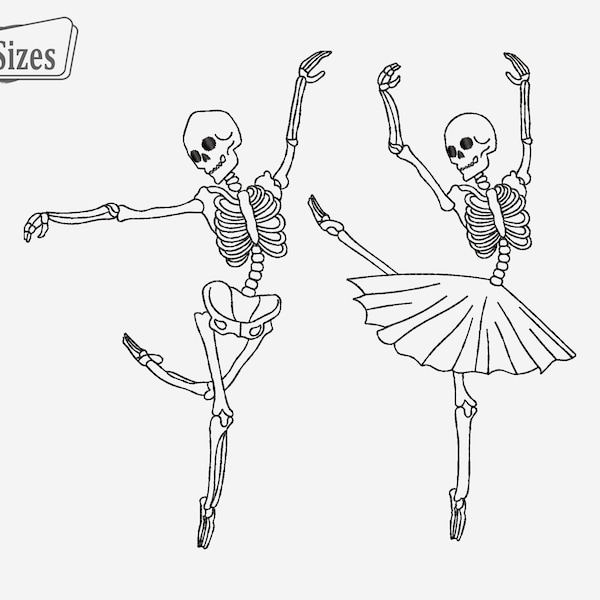 Halloween Machine Embroidery Design Files, Skeleton Dance Embroidery File, Embroidery Designs Skeleton, Dancing Skeleton Embroidery Patterns