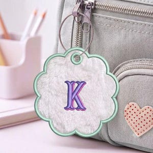 Scalloped Round Tag Applique Embroidery Design, Blank Gift Tag, Floral Name Tag, Bag tag Machine Digital Embroidery Files - 12 Sizes