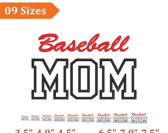 Baseball Mama Embroidery Files, Mama Mom Applique Embroidery Design, Sports Mother Day Digital Embroidery Files, Baseball Cheer Mom, 9 Sizes