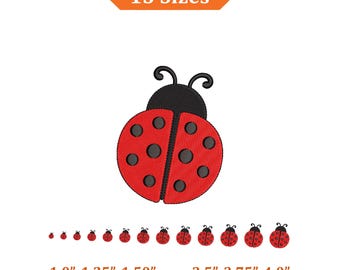 Ladybug Embroidery Design, Mini Bee Bug Filled Machine Embroidery File, Spring Summer Insect Embroidery Design -  12 Sizes, Digital Download