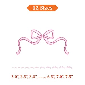 Rosettbroderidesign, Mini Girly Coquette Rosettbroderidesign, Rosa Bandet Maskinbroderifiler - 12 storlekar, digital nedladdning