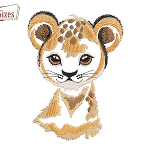 ライオンヘッド機械刺繍ファイル、野生動物サファリ動物ライオンキングフェイス刺繍デジタルデザインパターン - 3サイズ - 即時ダウンロード
