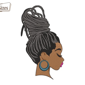 Cool Afro Woman Embroidery Design, Afro Face Embroidery Design,  African Woman Digital Machine Embroidery Design, 4 Sizes, Instant Download