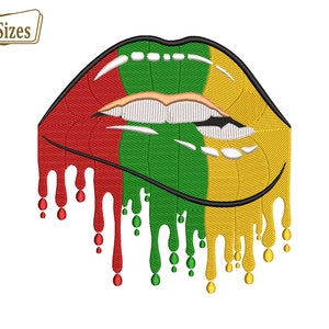Embroidery File for Juneteenth Dripping Lips,  Machine Embroidery Design Celebrate Juneteenth 4 sizes pes hus jef Vp3 xxx Dst Exp ART