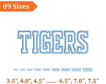 Tigers Embroidery Design, Tigers Applique Embroidery Design,  Custom Machine Applique Embroidery Files - 9 Sizes (Digital Download)