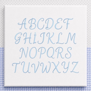 Elegant kursivt broderitypsnitt, monogramalfabet, maskinbroderitypsnitt med versaler, direkt nedladdning - 8 storlekar