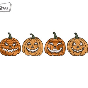 Pumpkins, Halloween Pumpkins, Halloween Embroidery Pattern, Trendy Pumpkin Digital Machine Embroidery Files , 4 sizes, Instant Download