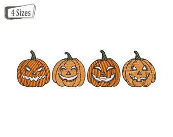 Pumpkins, Halloween Pumpkins, Halloween Embroidery Pattern, Trendy Pumpkin Digital Machine Embroidery Files , 4 sizes, Instant Download