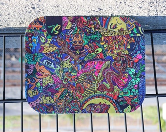 360-Degree View Rolling Tray with Soft Magnetic Lid – Extra Large Size – 34 x 27 cm