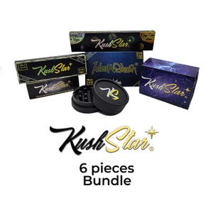 Cartine con kit grinder - 100% carta di canapa sottile organica e kit grinder in canapa riciclata - 5 libretti e 1 grinder