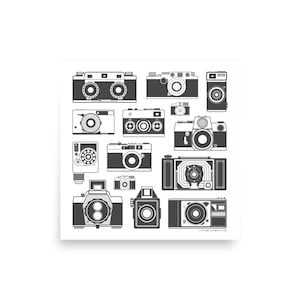 Vintage Cameras Illustrated Print (2 of 2), Vintage Camera Wall Art, Vintage Camera Illustration, Vintage Camera Poster