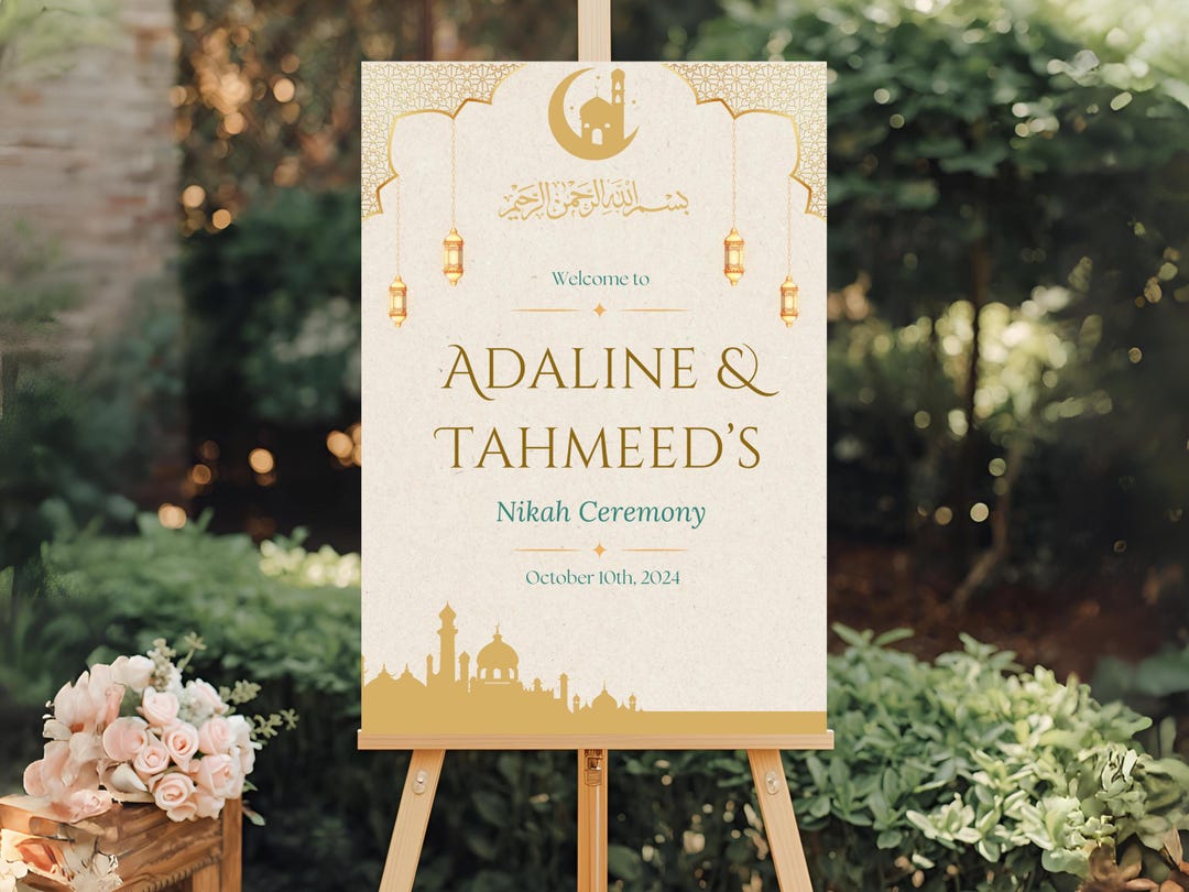 Editable Islamic Wedding Welcome Sign | Muslim Wedding Printable ...