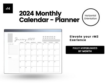 Minimalist Remarkable 2024 Calendar | Remarkable 2 Templates | Fully Hyper-Linked | 12 Month Planner for Remarkable 2 Tablets