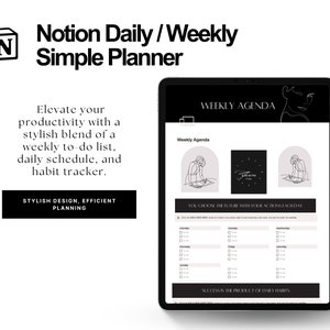 Minimalist Pink & Black Notion Daily Weekly Planner | Pink Notion Dashboard | That Girl Planner | Notion Life Planner | Notion Template