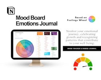 Notion Mood Journal | Notion Template | Notion Self-Care Template | Notion Journal Template | Feelings Wheel | Self-Care Journal