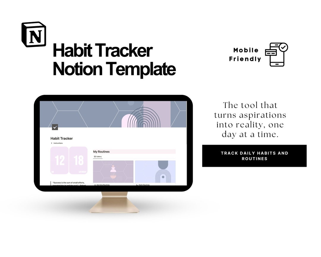Pastel Notion Habit Tracker Template Notion Aesthetic Digital Habit ...