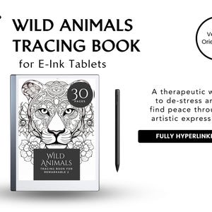 Wild Animals Tracing Book| Digital Paper Template | Line Drawing |  | Mindfulness Activity | E-Ink Writing Device | Hyper-Linked