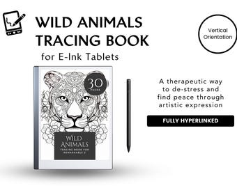 Livre sur la recherche d'animaux sauvages | Modèle de papier numérique | Dessin au trait |  | Activité de pleine conscience | Périphérique d'écriture E-Ink | Lien hypertexte