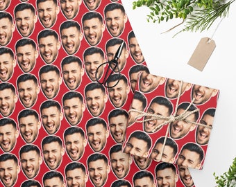 customized gift paper Custom Face Wrapping Paper, Personalized Photo Wrap, Custom Gift Wrap, Party Paper, Funny Wrapping Sheet, Red wrapping paper, Birthday Paper