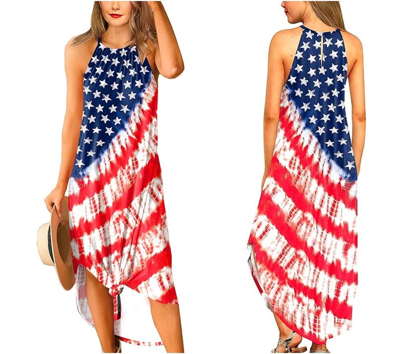 Women 4th of July Dress American Flag Patriotic Dress US Etsy