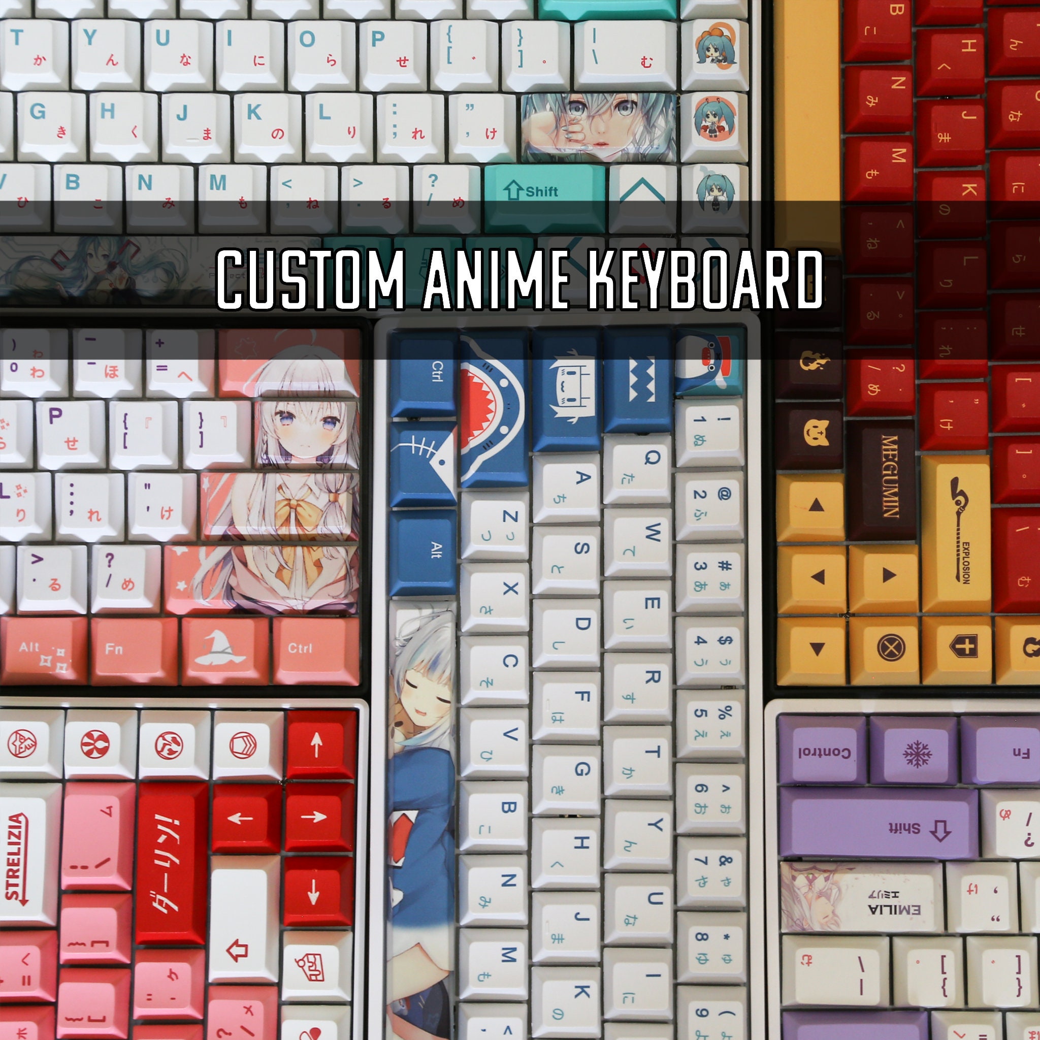 Slim Anime Mechanical Keyboard Hotswap White Backlight USB  Dubsnatch