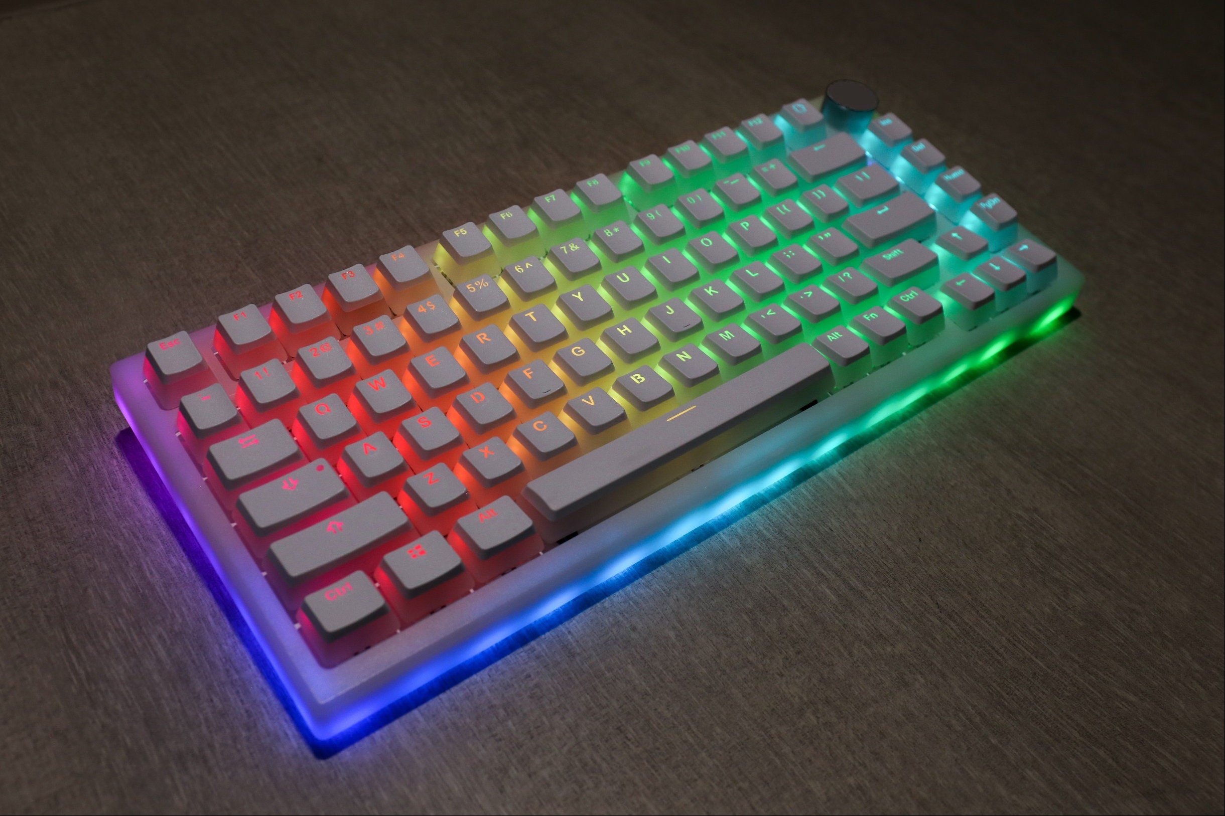 75% Custom Transparent Mechanical Keyboard With White Pudding Keycaps and  Knob -  Sweden