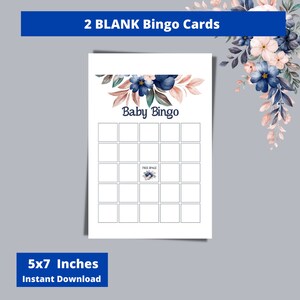 40 Printable Prefilled Gender Reveal Bingo Cards, Navy and Blush Pink ...
