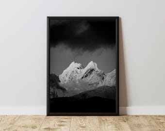 Golden Ears Mountain Maple Ridge Black and White Digital Print