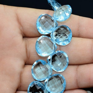 Jewelry making supplies,craft supplies,Handmade Briolette,December Birthstone Sky Topaz 14mm Heart Shape Briolettes,Side drilled Briolette