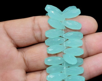 Brylanty z akwamarynowego chalcedonu, kalibrowane brylanty 6x16 w kształcie łezki, piękne naturalne fasetowane brylanty z akwamarynowego chalcedonu, wiercone w kształcie łezki,