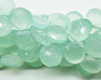 Aqua Chalcedony Faceted Heart Shape,faceted heart shape strand,8'' aqua Chalcedony strand,Aqua Chalcedony Briolettes,10mm aqua heart shape
