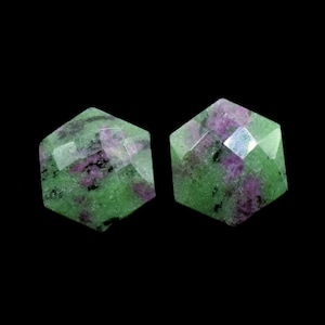 Fancy Shape Briolettes, Hexagon Beads,Gemstone Charm,Jewelry Beads,Natural Ruby Zoisite 15mm Hexagon Shape Briolette,Hexagon Drilled Charm,