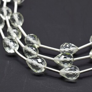 Green Amethyst Drop Briolettes,supplies beads,Amethyst Pear shape Briolette strand,Gemstone,Green Amethyst drops strand,Jewelry making beads