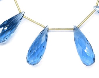 Blue Kyanite Teardrop Briolette,Wholesale Gemstone,Calibrated Pair,Faceted Beads  Kyanite Quartz Faceted  Briolette, 10x30mm Long Briolette