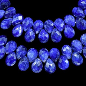 Blue Sapphire Pear Shape Strand,Blue Sapphire Briolettes Blue Sapphire 6x8mm Pear Shape Briolette Faceted Beads,Blue Sapphire Teardrop Beads