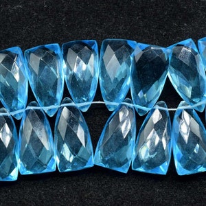 Topaz Trillion Shape Briolettes,Topaz jewelry Beads,Sky Topaz Briolettes,8x16mm Trillion Faceted Beads,Sky Topaz pyramid shape beads