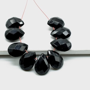 Black Onyx Pear Briolettes Supplies,Craft Supplies,Gemstone Micro Briolette Beads Black onyx faceted teardrop briolettes ,7x10mm Teardrop