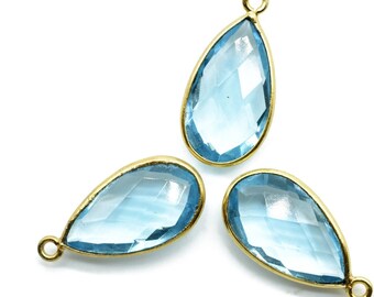 Sky Topaz 10x18mm Pear shape charm,Sky Topaz Pear Briolette,Sky Topaz single bail charm,Checker Board cut Sky Topaz Pendant,Sky Topaz charms
