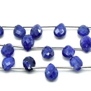 Sapphire Pear shape Briolettes,Briolettes strand Blue Sapphire 6x8mm TearDrop Briolettes,Sapphire drops,Jewelry making beads,Supplies beads
