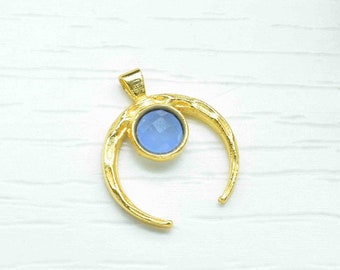 ブルーカルセドニー 20mm ハートチャーム/宝石ハートベゼル