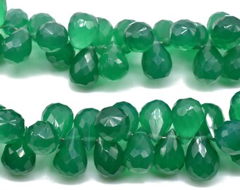 Green Onyx Drops faceted,Green Onyx Briolette,jewelry making beads,8'' drops strand,AAA Quality teardrop,6x9mm faceted drops,green teardrop