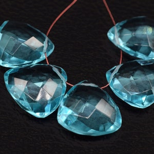 Handmade Briolette, Birthstone briolette Blue Apatite Faceted Trillion Shape Briolettes,Side drilled Briolette,Finest Apatite Briolette