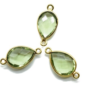 Grön ametist 10 x 14 mm päronformade dubbelöglor, ametist förgylld bezel, smyckestillverkning berlocker hantverk, ametist päronhänge, smycken