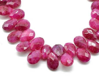 1 Strand Ruby Faceted Tear Drop Beads Briolettes Ruby Beads 9mmx7mm-11mmx7mm 8.5 Inches SP1263