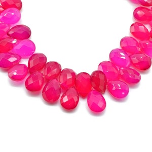 Chacledony Teardrop Briolettes,Drop Shape Beads Pink Chalcedony,Pink Chalcedony Teardrop 7x10mm Briolettes,Natural Gemstone Pink Chalcedony,