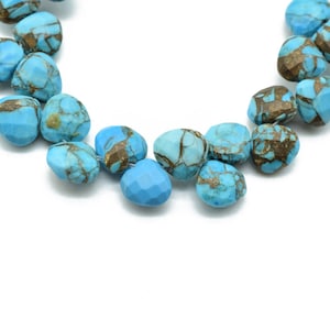 Turquoise faceted briolettes beads strands,Turquoise beads,Copper Turquoise Heart shape 6mm Briolettes,Jewelry making supplies,craft supplie