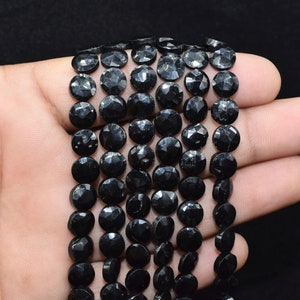 Black Onyx Faceted Coin Discs Beads,Black onyx faceted beads,handmade coin beads,high quality Black Onyx faceted coin bead 13 inch strand